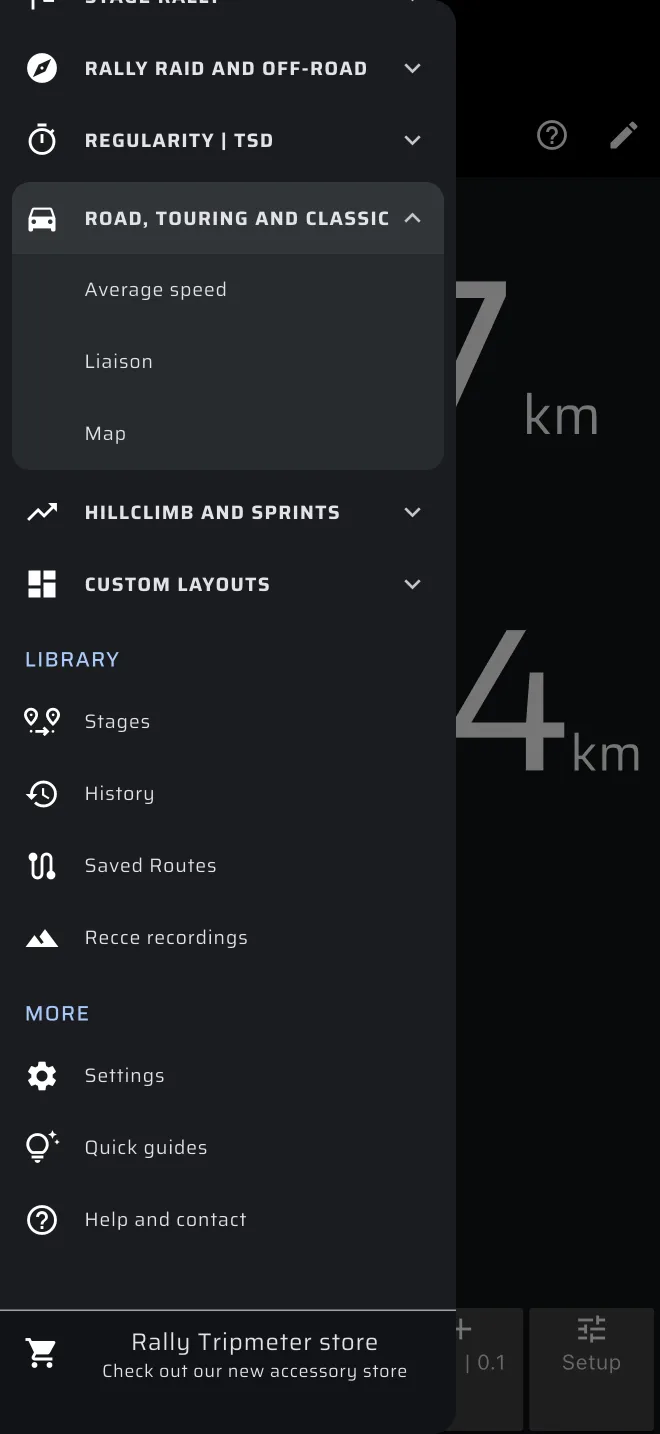the drawer scrolled to show more mode groups, Library and More