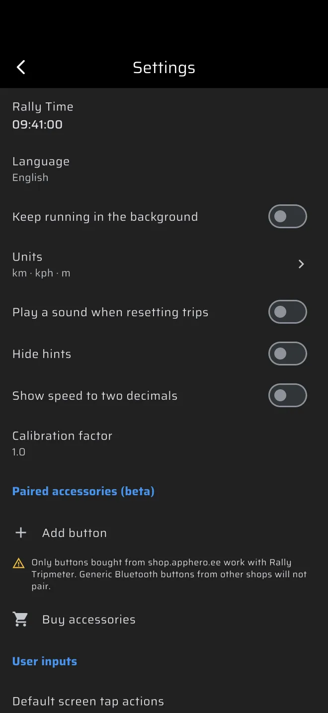 top of the Settings screen
