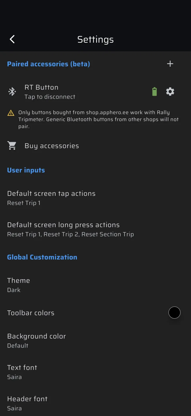 Paired accessories group with one button, connected, with battery