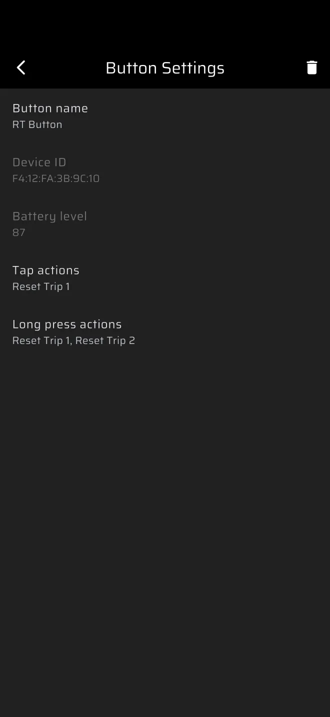 Button Settings screen