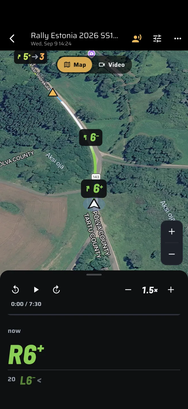 recording screen in portrait with the map and the notes sheet