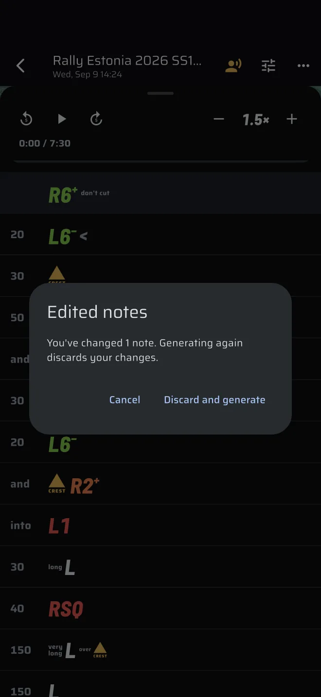 Edited notes warning