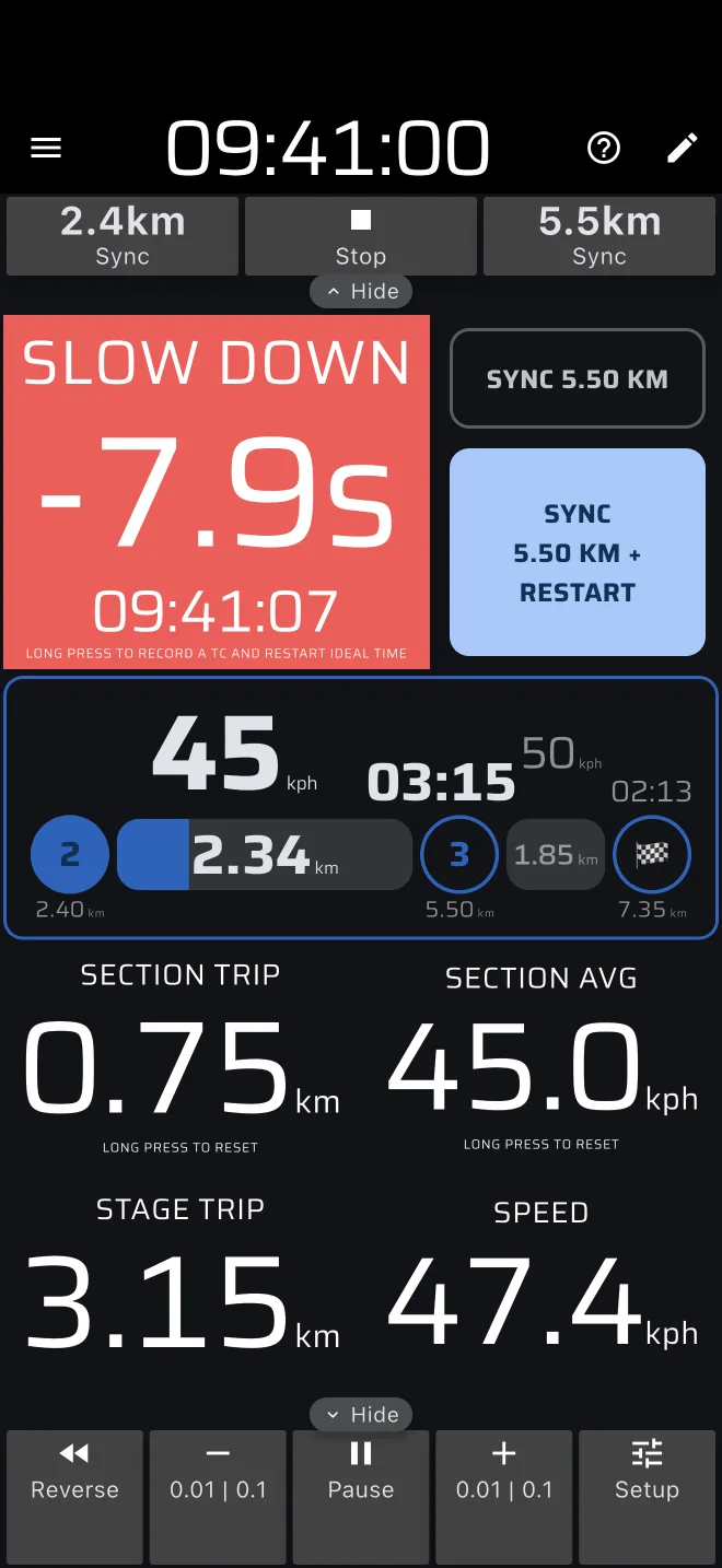 Ideal Time showing early SLOW DOWN