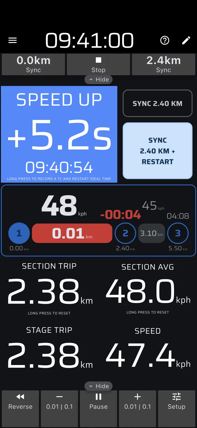 Sync button at a section end