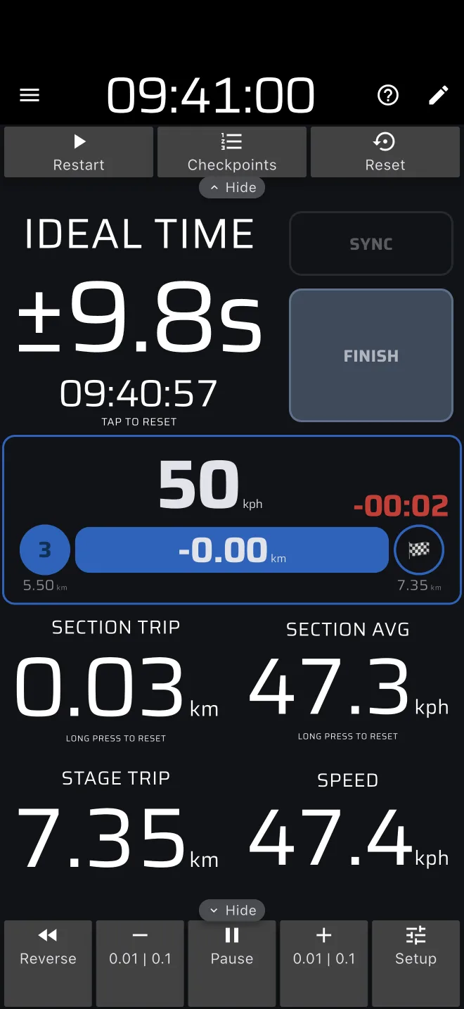 finished stage with total offset